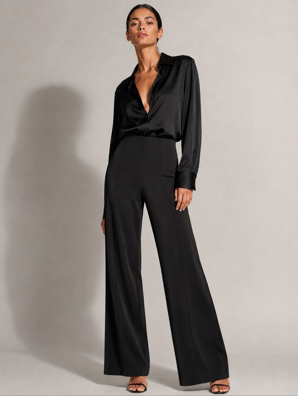❤️ NICOLE MILLER COLLECTION SILK WIDE LEG SIDE ZIP PINTUCK PANTS, 8 (29)